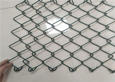 China 25x25 Mm 9 Gauge Chain Link Fence , Plastic Coated Wire Mesh For Sport Field supplier