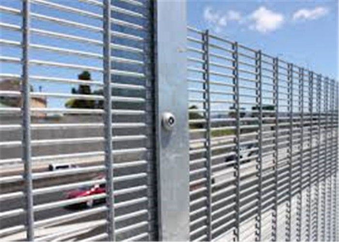 Grey Steel Fence Panel 358 Military Garden Fence Wire Mesh 3m Height